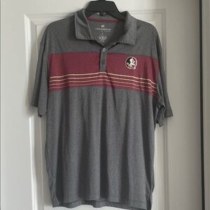 Colosseum Men's Gray and Garnet Stripe FSU Polo shirt